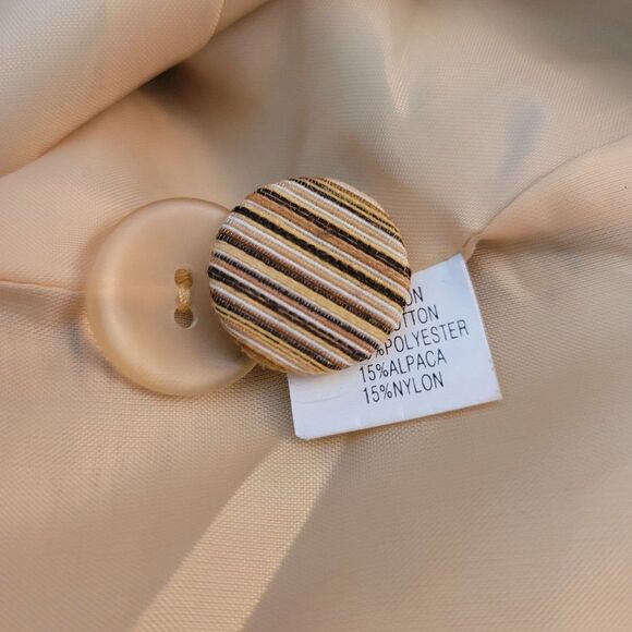 Vintage 80's Kay Unger Skirt Suit 10 Mustard Striped Alpaca Front Tie Tea Mod - Picture 16 of 17